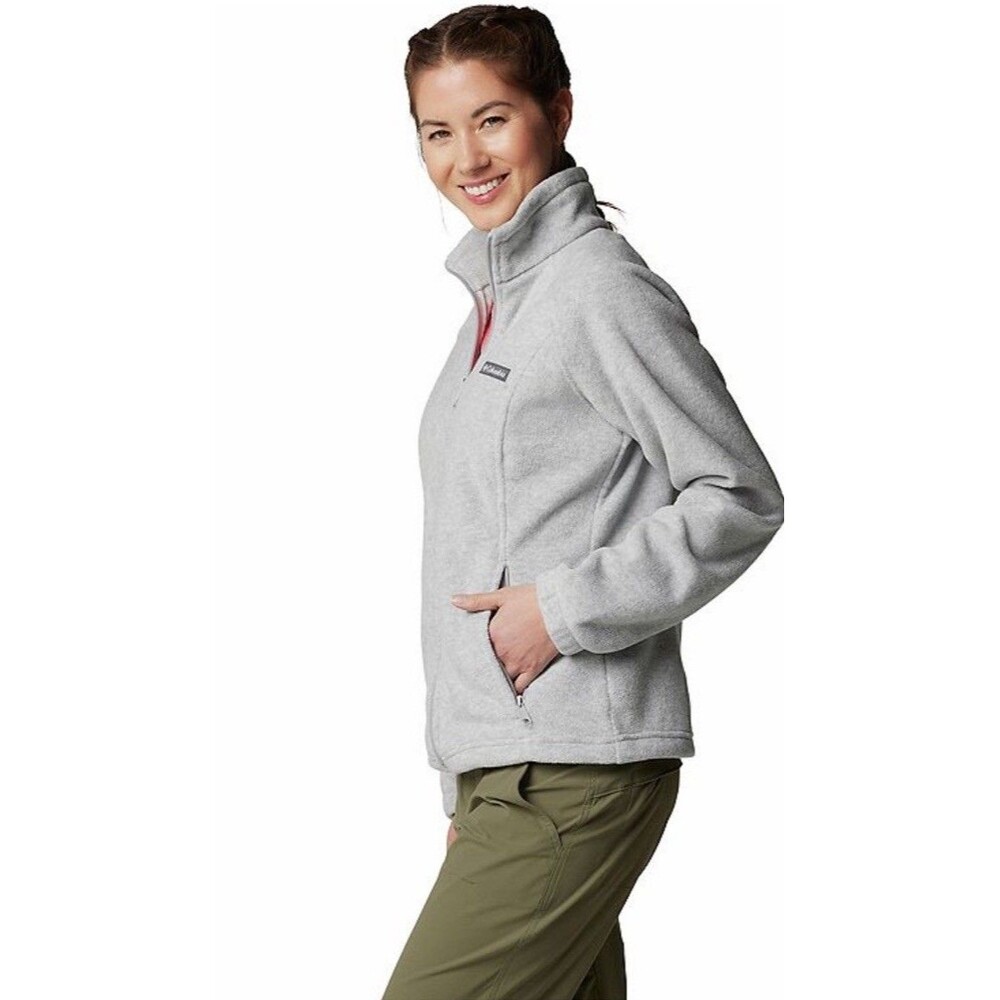 Columbia Women’s Plus size 1X Full Zip Fleece Light Gray Jacket